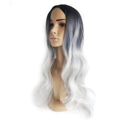Peluca Larga Rizada Gris Plata - Efecto Natural Cosplay - Image 7