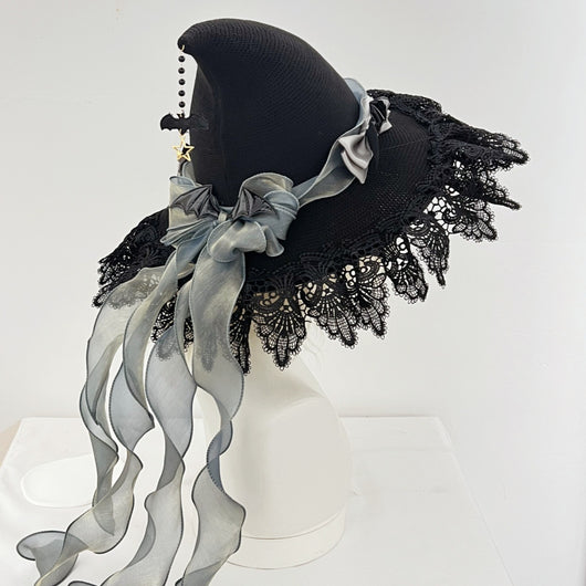 Sombrero Gótico Bruja Lolita de Encaje Hecho a Mano - Image 8