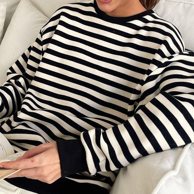 Suéter Tejido Grueso a Rayas para Mujer - Comodidad Casual - Image 15