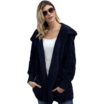 Chamarra Casual de Mujer con Capucha, Forro de Felpa Cálido y Color Sólido - Image 13