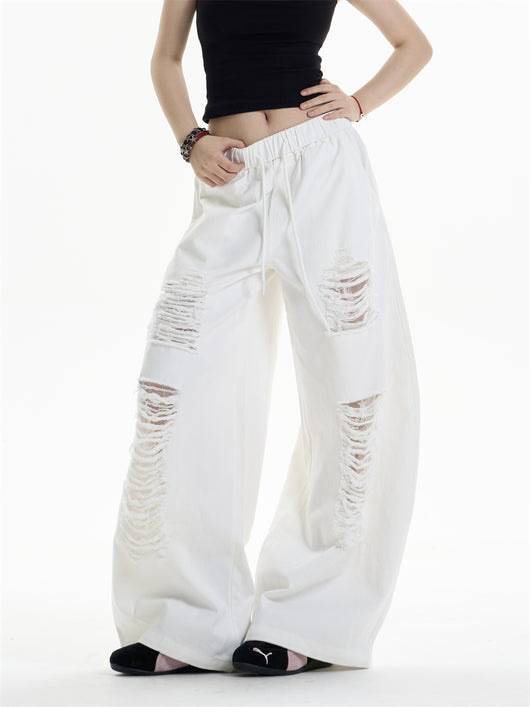 Pantalones Anchos Rotos para Mujer - Diseño Casual Desenfadado - Image 14