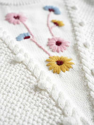 Suéter de Algodón para Bebé con Flores Bordadas a Mano - Image 22