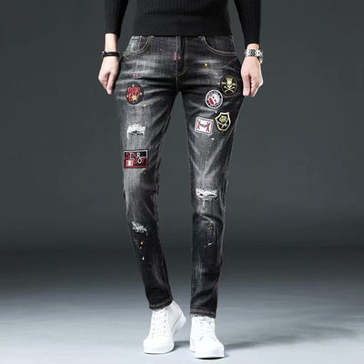 Jeans Casuales para Hombre con Bordado de Águila - Fácil de Combinar - Image 4