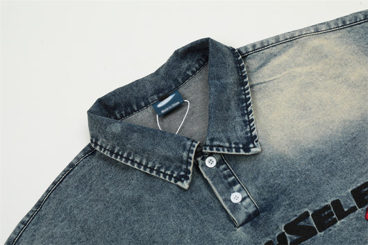 Polo Denim Manga Corta para Hombre - Estilo Casual Versátil - Image 12
