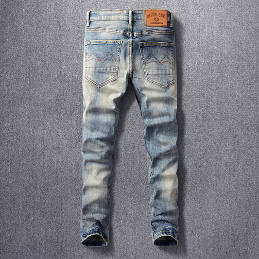 Jeans Retro Hombre Lavado Vintage con Elasticidad - Image 2