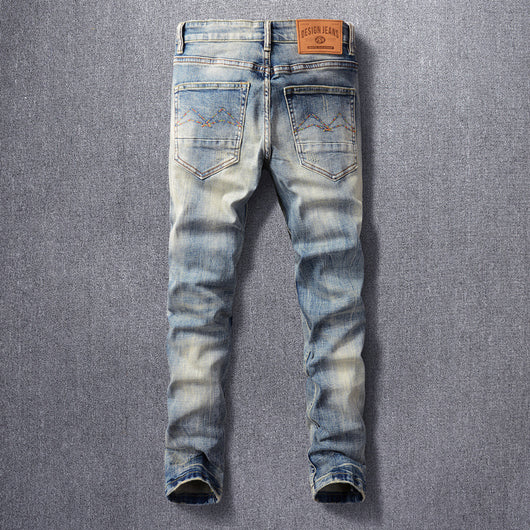 Jeans Retro Hombre Lavado Vintage con Elasticidad - Image 2