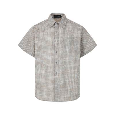 Camisa Cuadriculada Seersucker Suelta para Hombre - Manga Corta Verano - Image 7