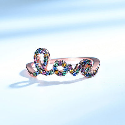 Anillo de Plata Esterlina Personalizado Arcoíris con Diamante - Image 3