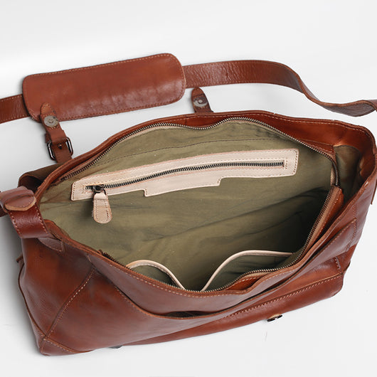Bolso Mensajero de Cuero Vintage Pulido Piel de Res Premium - Image 12