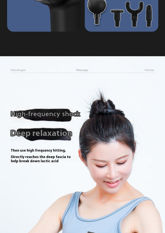 Black mini massage gun with a spherical head attachment and an LCD screen showing "32" with power and intensity buttons. - Image 16