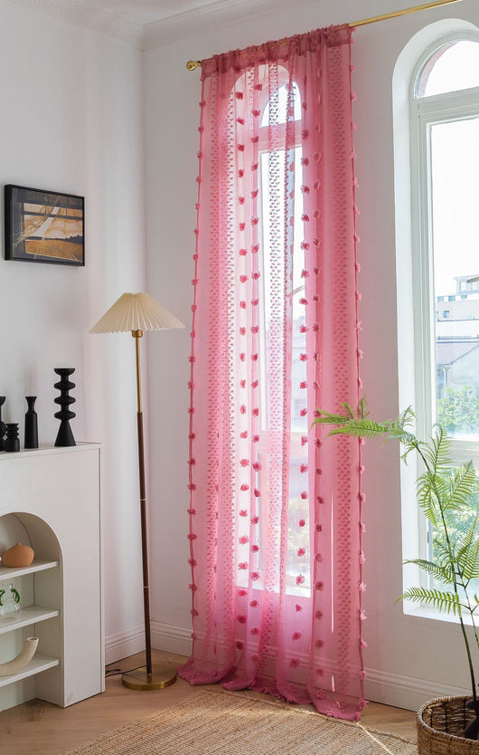 Cortinas Bohemias Texturizadas con Bordado Floral - Image 24