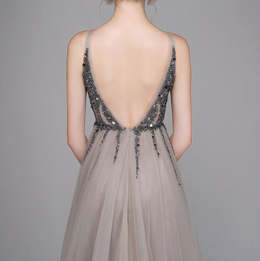 Vestido de Noche Escotado en V Primavera Otoño para Banquetes - Image 10