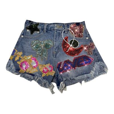 Shorts de Mezclilla con Bordado de Letras y Borde sin Rematar - Image 4