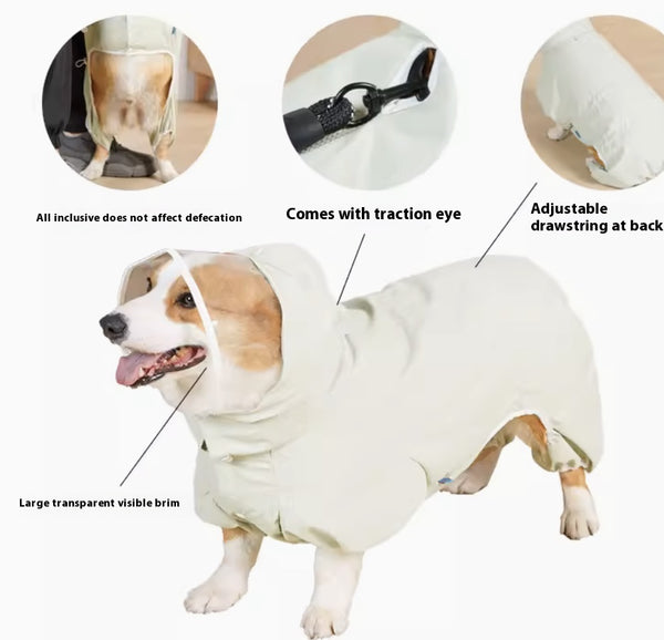 Impermeable para Perros de Cuatro Patas Resistente al Agua