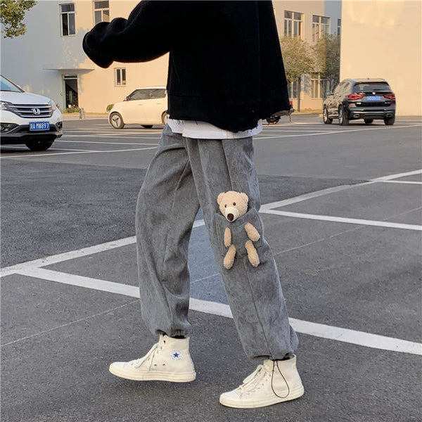 Pantalones Deportivos Casuales de Cordel y Forro Polar para Hombre