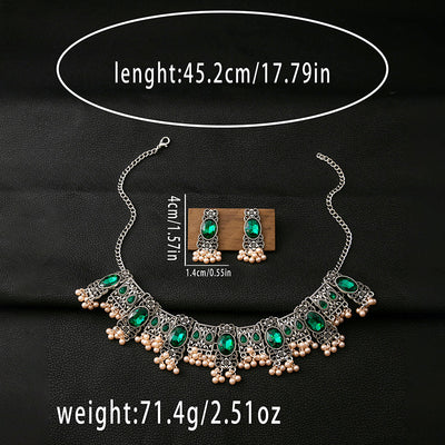 Aretes Esmeralda Vintage Estilo Étnico con Borlas y Cuentas Cuadradas - Image 9