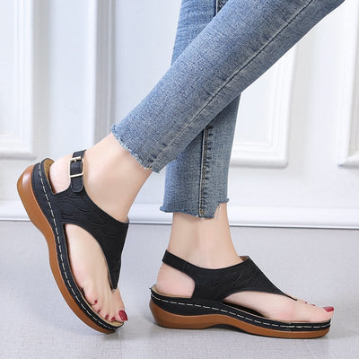 Sandalias Cuña Mujer - Chanclas Cómodas Color Sólido - Image 8