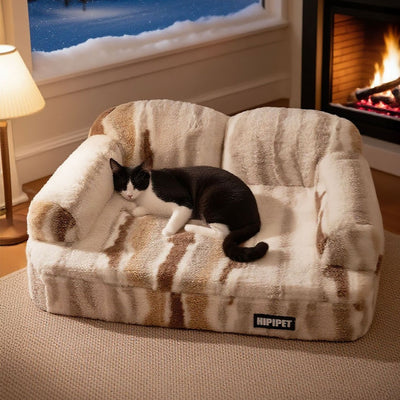 Cama Elevada para Mascotas con Respaldo Acolchado y Forro Térmico