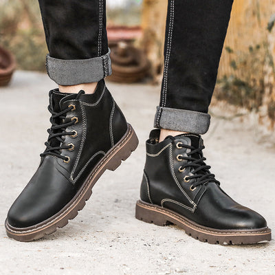 Botas de Cuero Vintage para Hombre - Estilo Clásico Robusto - Image 13