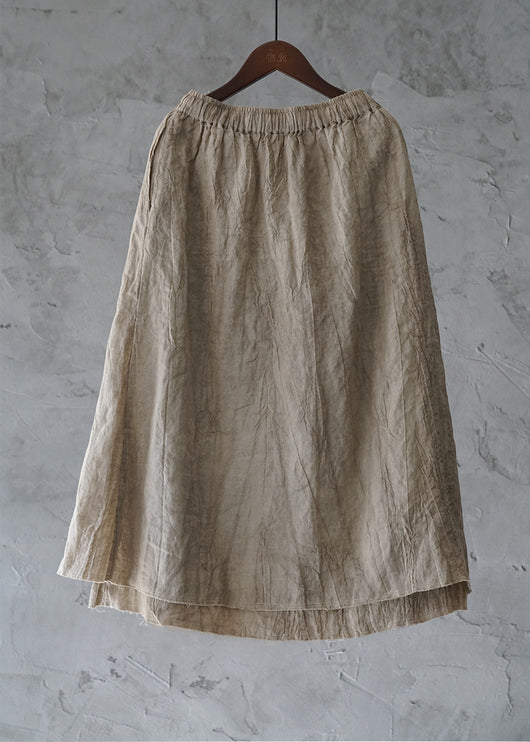 Falda Lino Teñido Vintage Slim con Borde Deshilachado - Diseño Retro Versátil - Image 12