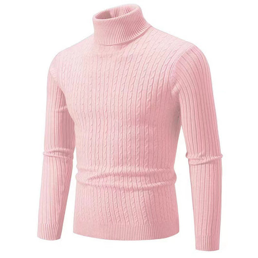 Suéter Hombre Cuello Alto Retro Tejido Floral Trenzado - Image 23