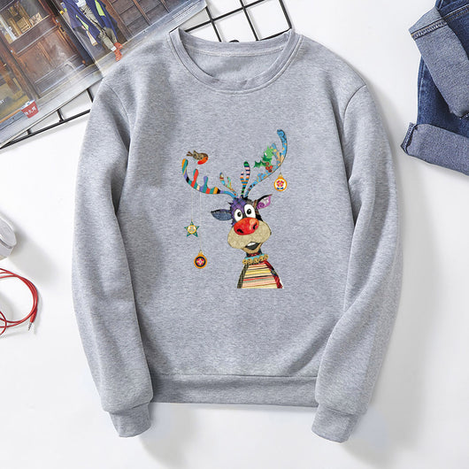 Playera Navideña Holgada con Estampado de Astas para Hombre Tallas Grandes - Image 12
