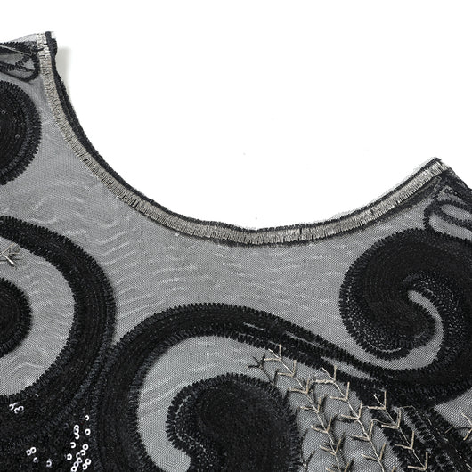 Blusa Capa Suelta con Flecos y Lentejuelas - Malla Transparente - Image 12