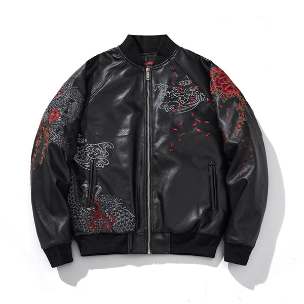 Chaqueta Acolchada de Algodón Grueso con Bordado de Dragón Chino