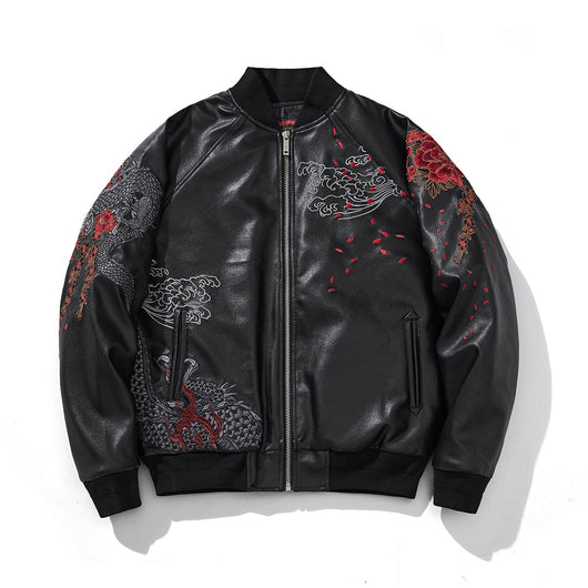 Chaqueta Acolchada de Algodón Grueso con Bordado de Dragón Chino