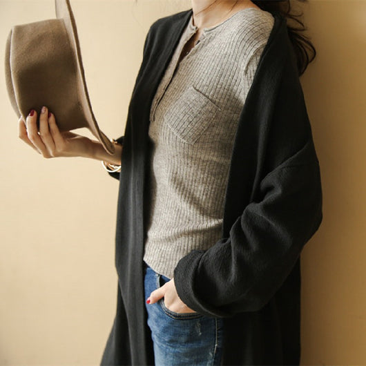 Cardigan Cuello Redondo Manga Larga Casual Cómodo - Image 21