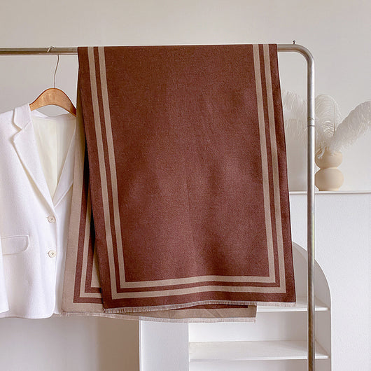 Bufanda Térmica Mujer con Patrón Geométrico y Líneas Jacquard - Image 10