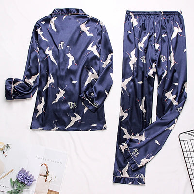 Pijamas de Seda para Parejas - Manga Larga Fresca y Cómoda - Image 48
