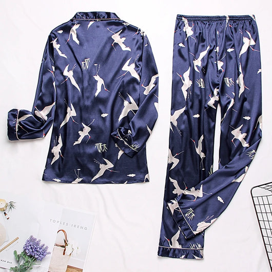 Pijamas de Seda para Parejas - Manga Larga Fresca y Cómoda - Image 48