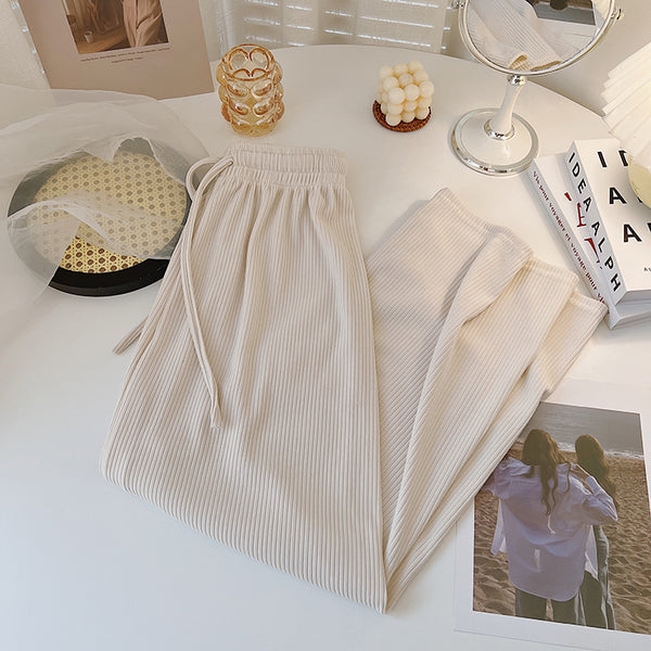 Pantalones Casuales Cintura Alta con Cordón Ajustable Mujer