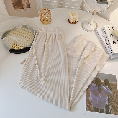 Pantalones Casuales Cintura Alta con Cordón Ajustable Mujer