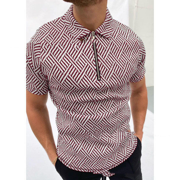 Camisa Casual Holgada con Estampado y Solapa para Hombre