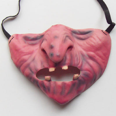 Funny grotesque mask with a large nose, yellow teeth, a cigar, stubble, and stitches on the cheek. - Image 13