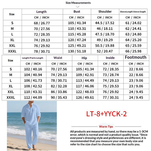 Conjunto de Pantalón y Camiseta Henley Suelta Transpirable para Hombre - Ropa de Playa Casual - Image 11