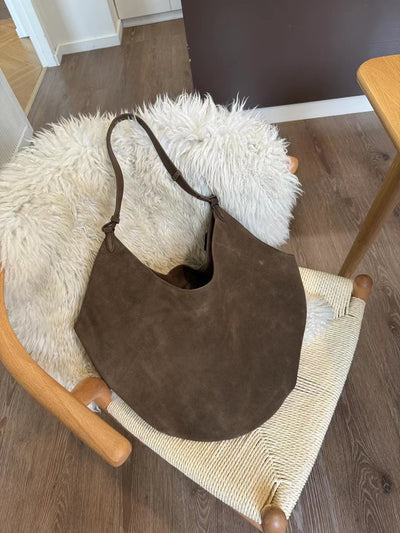 Bolso Bucket de Cuero Genuino Ante Esmerilado Gran Capacidad - Image 35