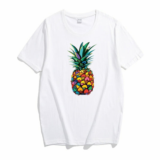 Camiseta Casual Piña Unisex de Cuello Redondo y Manga Corta