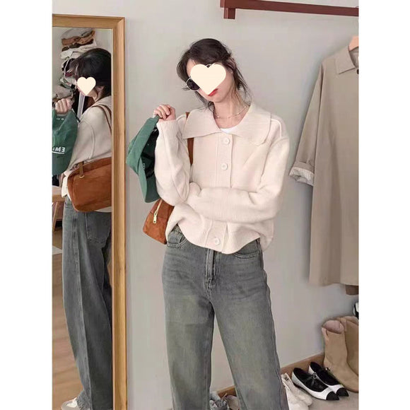 Cardigan de Cuello Solapa - Suéter Elegante Minimalista