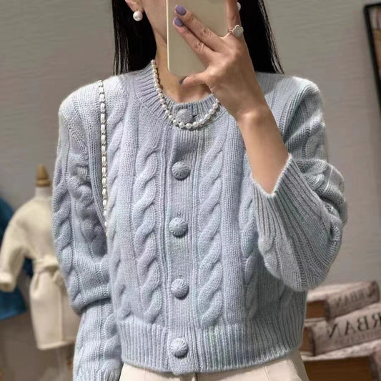 Cardigan de Lana Suave y Cómodo para Mujer - Cuello Redondo