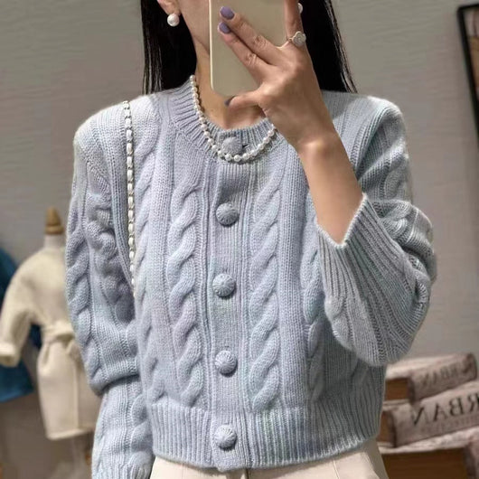 Cardigan de Lana Suave y Cómodo para Mujer - Cuello Redondo