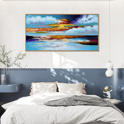 Cuadro Abstracto Moderno Pintura al Óleo Atardecer Marina Decoración Pared Hecho a Mano - Image 8