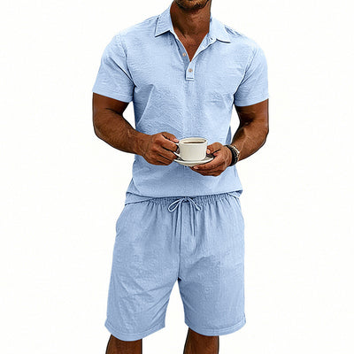 Conjunto de Shorts y Camiseta de Lino para Hombre - Ajuste Relajado - Image 35