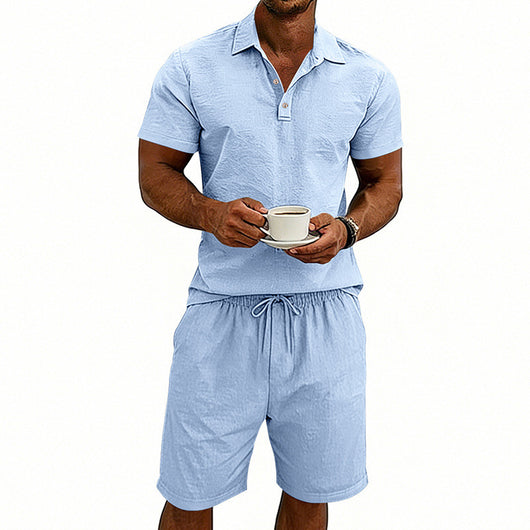 Conjunto de Shorts y Camiseta de Lino para Hombre - Ajuste Relajado - Image 35