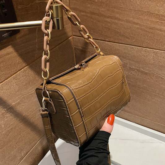 Bolso de Cadena Gruesa con Patrón de Piedra para Mujer
