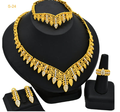Conjunto de Joyería Árabe Dorada para Novia - Collar, Pulsera, Aretes y Anillo - Image 11