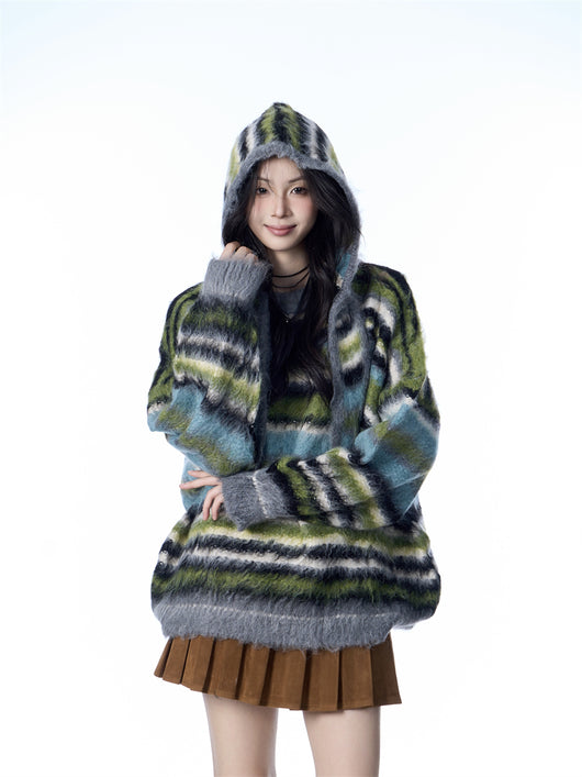 Bufanda Gorro Suéter Mohair a Rayas - Estilo Desenfadado para Mujer - Image 22