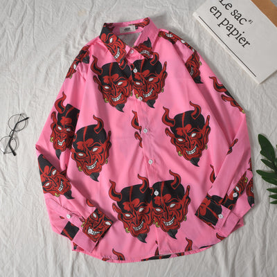 Camisa Suelta Estampada para Parejas de Manga Larga - Image 3